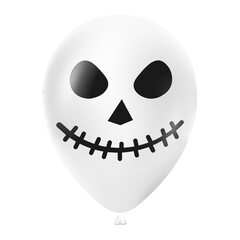 Halloween white balloon illustration with scary and funny face isolated on dark background