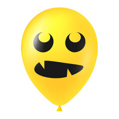 Halloween yellow balloon illustration with scary and funny face