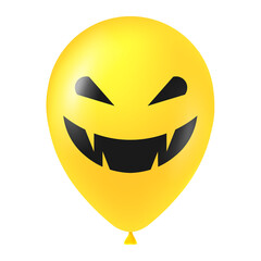 Halloween yellow balloon illustration with scary and funny face