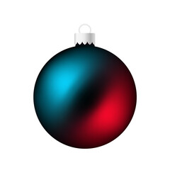Rainbow Christmas tree toy or ball in blue and red color - obrazy, fototapety, plakaty