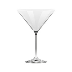 Realistic empty martini glass isolated on transparent background