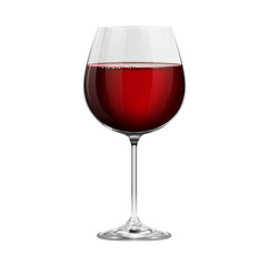 Realistic red burgundy wine glass isolated on transparent background