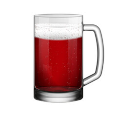 Realistic red beer or punch glass isolated on transparent background