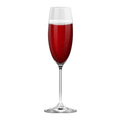 Realistic red champagne glass isolated on transparent background