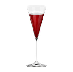 Realistic red champagne glass isolated on transparent background