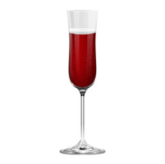 Realistic red champagne glass isolated on transparent background