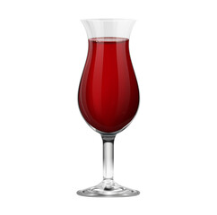 Realistic red cocktail glass isolated on transparent background