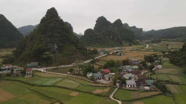 The aerial view of Nui Mat Than mountain in Northern Vietnam