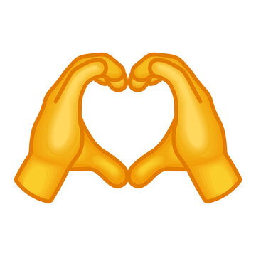 Naklejki Two hands forming a heart shape  Large size of yellow emoji hand