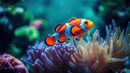 Fototapeta na wymiar Clownfish in marine aquarium.