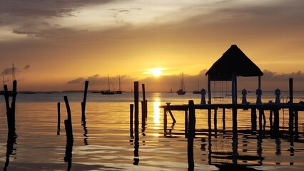 Golden sunset on the pier