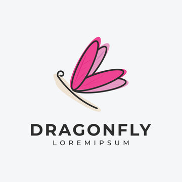 Dragonfly logo icon vector design, dragonfly line art image illustration design.