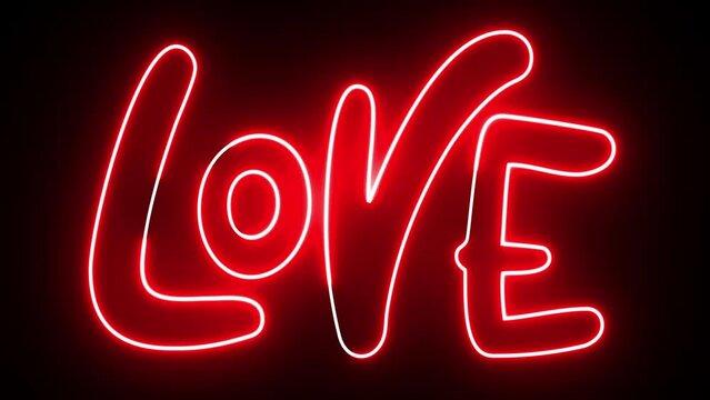 Love text font with light. Luminous and shimmering haze inside the letters of the text i love you. 3D Animation.