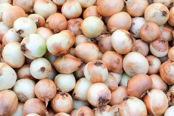 Dry onions at the local market stall.