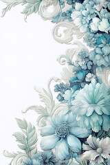 Blue and Purple Flower Border Frame. Generative AI