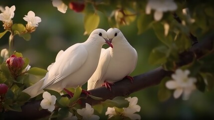 white pigeons on the tree