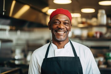 Portrait of an african american chef working in a restaurant kitchen