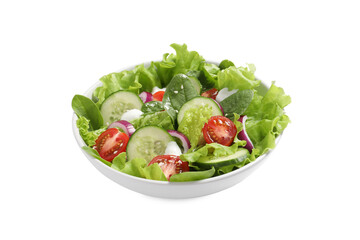 Obraz na płótnie Canvas Delicious salad in bowl isolated on white