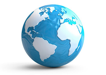 Fototapeta premium Smooth Cartoon Earth Illustration: Tranquil Blue and White on White Background (Generative AI)