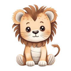 Fototapeta premium Cute Safari Baby Lion Clipart Illustration