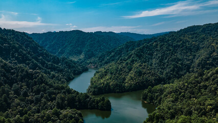 Fototapeta na wymiar Drone aerial photography Changqi Town, Chishui City, Guizhou Province, China. Moon Lake Scenic Resort of Chishui. 