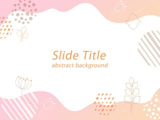 流体シェイプと植物（ボタニカル）イラストの抽象的なバックグラウンドデザイン・ピンク