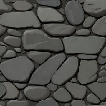Seamless illustration texture of rock or stone tile wall. Generative AI.