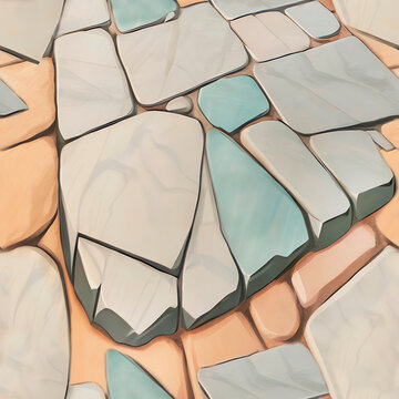 Seamless illustration of marble stones texture. Generative AI.