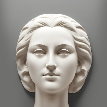 Illustration of ancient princess face statue. Generative AI.