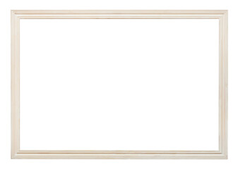 Fototapeta premium wooden white carved narrow picture frame isolated