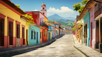 Fototapeta na wymiar Streets of a Little Traditional Latin Town