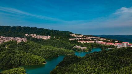Drone aerial photography, Tiandaohu is located in Hushi Town, Chishui City, Guizhou Province, China. 