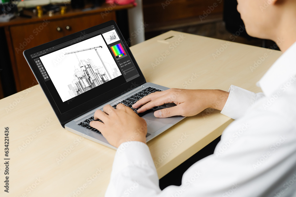 Poster architectural design modish software application for architect business and professional designer