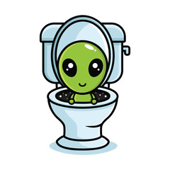 alien comes out of the toilet bowl