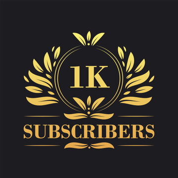 1K Subscribers celebration design. Luxurious 1K Subscribers logo for social media subscribers