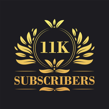 11K Subscribers celebration design. Luxurious 11K Subscribers logo for social media subscribers