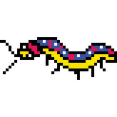 Worm cartoon icon in pixel style