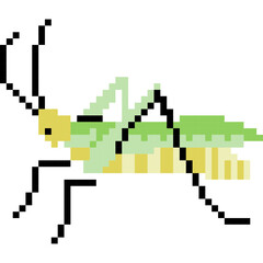 Obraz premium Grasshopper cartoon icon in pixel style