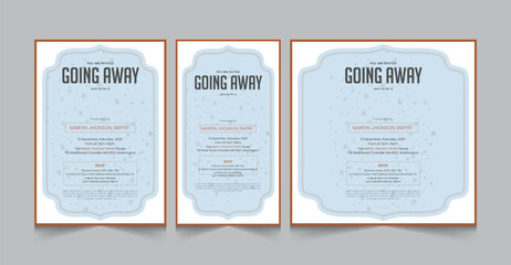 Going away party invitaion templates, farewell party a4 poster and square instagram post, vector illustration eps 10