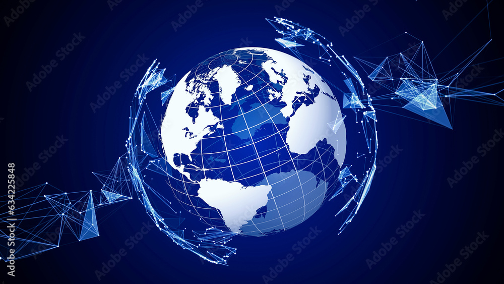Poster global communication network concept. digital transformation. dx.