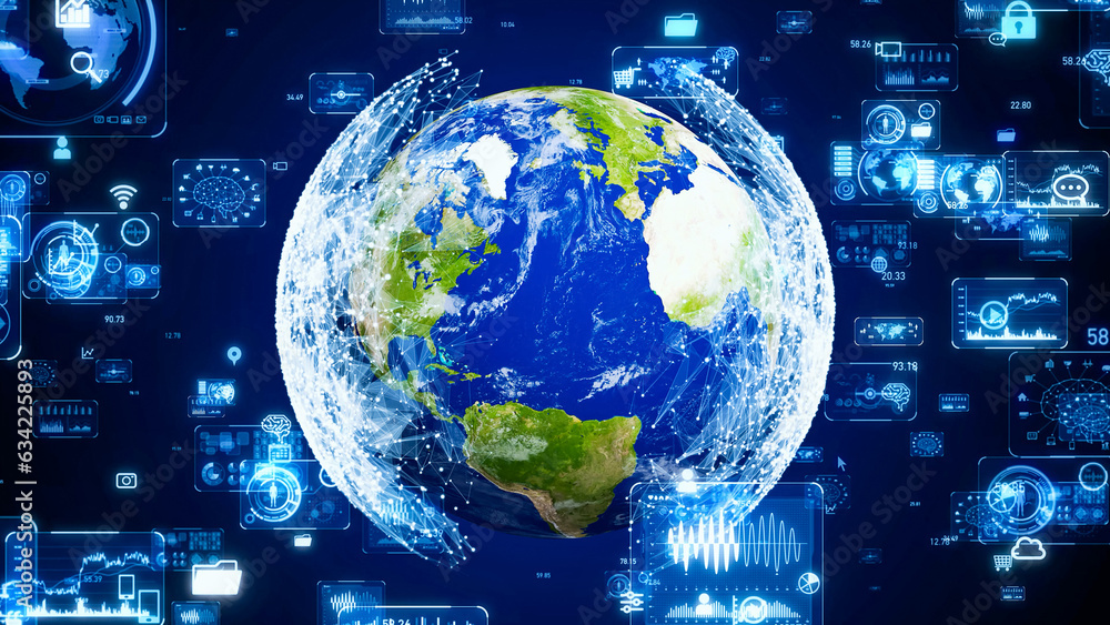 Poster global communication network concept. digital transformation.