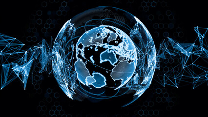 Global communication network concept. Digital transformation. DX.