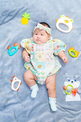 Boy in flower dress Little girls 1-6 months old in cute outfits. and a bow on her head