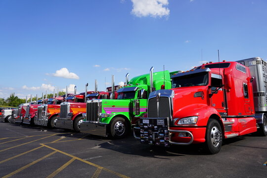 Many different colorful semi trucks showed up at Waupun's annual Truck-n-Show. 