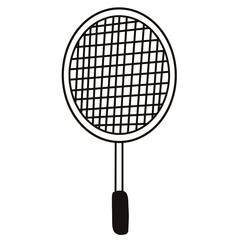 A badminton racket (black and white)