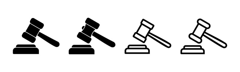 Gavel icon set illustration. judge gavel sign and symbol. law icon. auction hammer