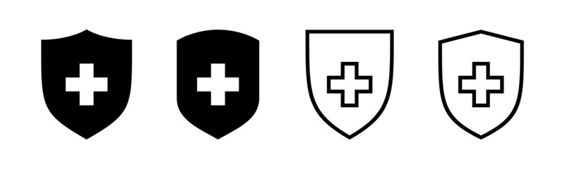 Health insurance icon set illustration. Insurance document sign and symbol