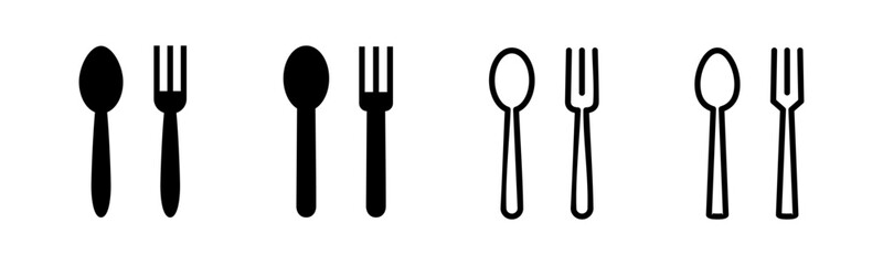 spoon and fork icon set illustration. spoon, fork and knife icon vector. restaurant sign and symbol