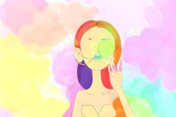 Obraz na płótnie Canvas bright color of loverly rainbow cartoon