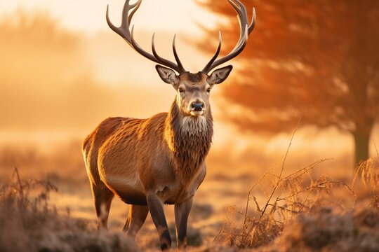 Red Deers in morning Sun